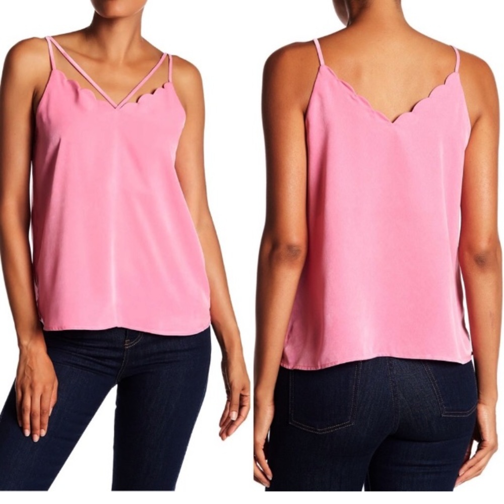Ro + De Scalloped Pink Top